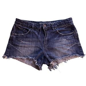 Volcom Y2K Denim Frayed Hem Shorts Size 28 Festival Distressed Denim Streetwear